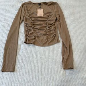 NWT Shein Bae nude tan long sleeved crop top size medium